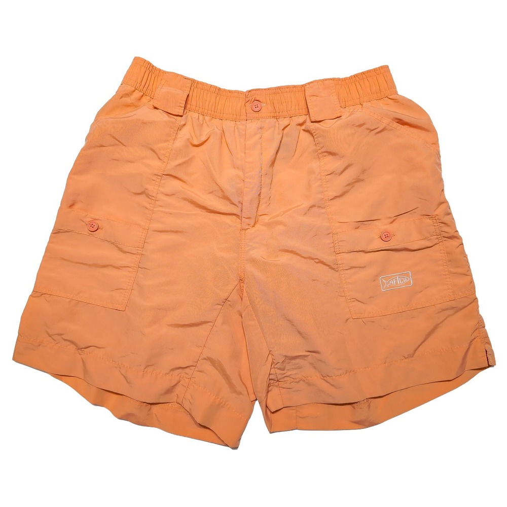 AFTCO Fishing Shorts Men 38 Orange Excellent 5.5" Inseam Nylon Utility M01